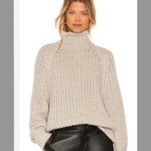 LBLC The Label Jules Chunky Knit Funnel Neck Cropped Sweater Size Large